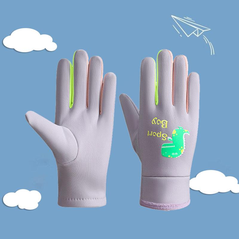 Winter Children's Gloves Cartoon Dinosaur Fluorescence Cycling Kids Warm Sports Skiing Windproof Waterproof Boys Girls Gloves
