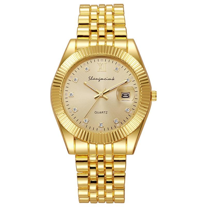 Couple Watch Men s Gold Business Retro Temperament Couple Men s Steel Belt Alloy Versatile Fashion Quartz Watch