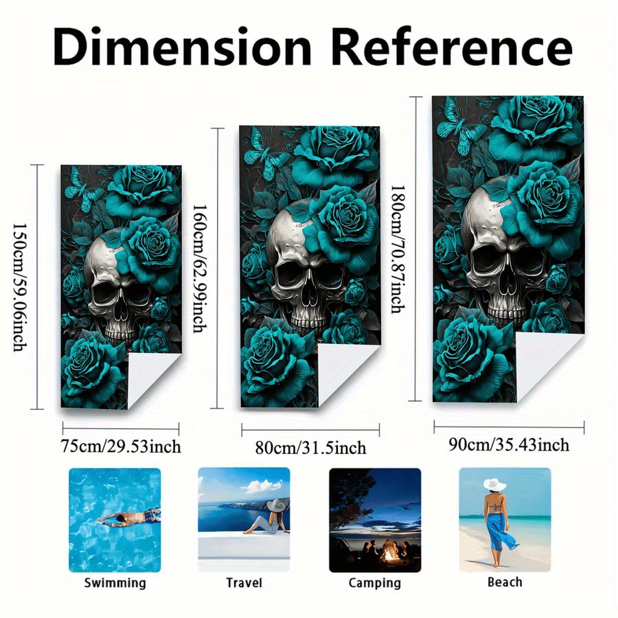 1pc of Beach Towel with a Rose Skull Design - Soft, Absorbent, And Quick-Drying - Suitable for Swimming, Camping, And Bathing