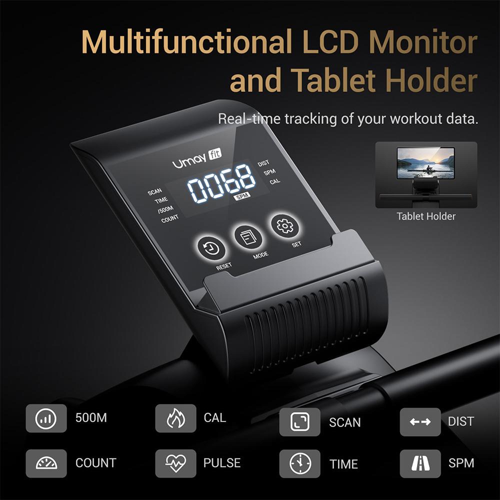 Aparat de canotaj ROBORE UR30 cu șină extinsă de 126 cm, rezistență magnetică cu 16 niveluri, capacitate de greutate 160 kg, funcționare silențioasă