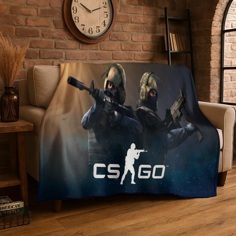 

Counter Strike CS GO Game Gamer Flannel Blanket Soft Warm Throw Blanket for Bedroom Living Room Bed Travel Camping Picnic Gift 75x90cm