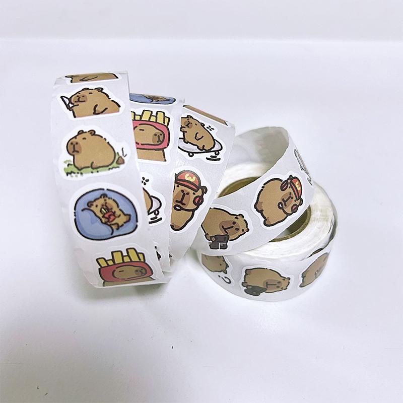 500Pcs Cartoon Cute Capybara Varied Stickers Roll For Phone Helmet Laptop Computer Decoration Graffiti Sticker Decals