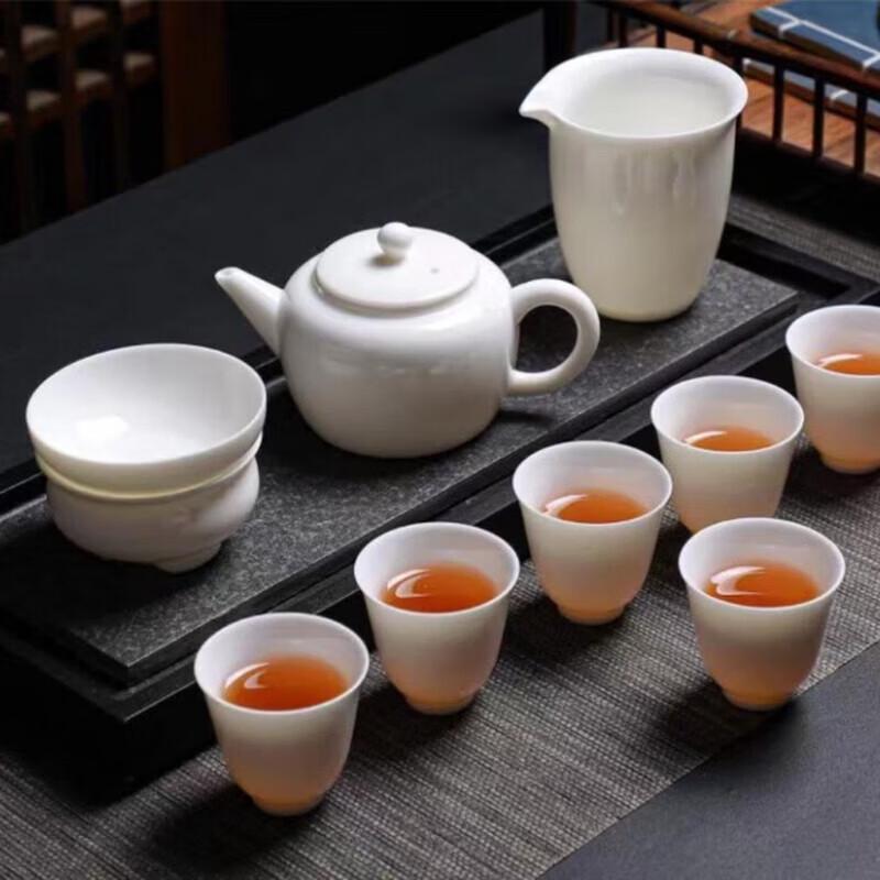 

Tuopai 10-Piece Glossy Suet Jade Porcelain Tea Set