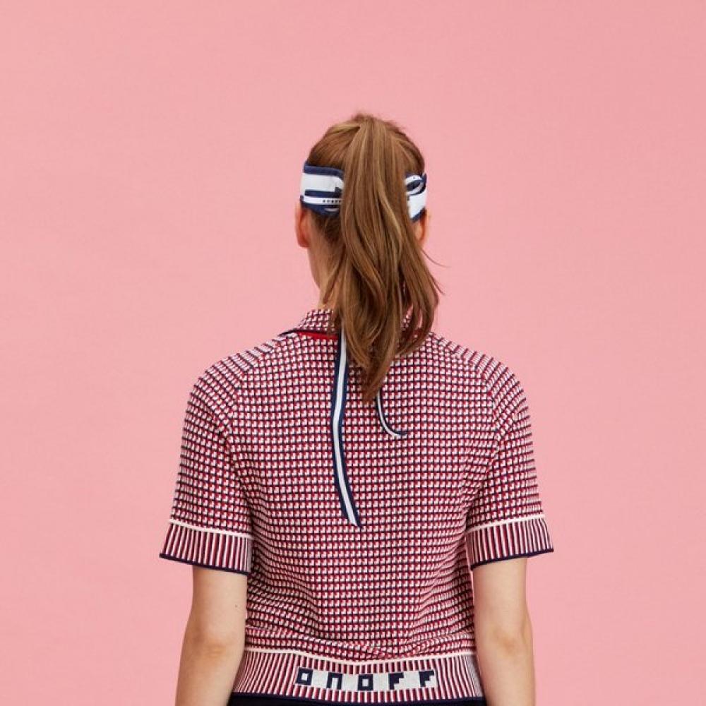 Onoff Women S Cropped birdSeye Jacquard Cardigan Of2803la Red