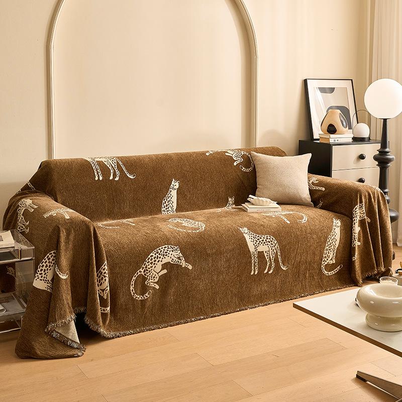 

Роскошный ченилловый чехол на диван Легкий Универсальный Всесезонный Чехол-накидка на подушку дивана Полная защита Плед 180 x 130cm коричневый