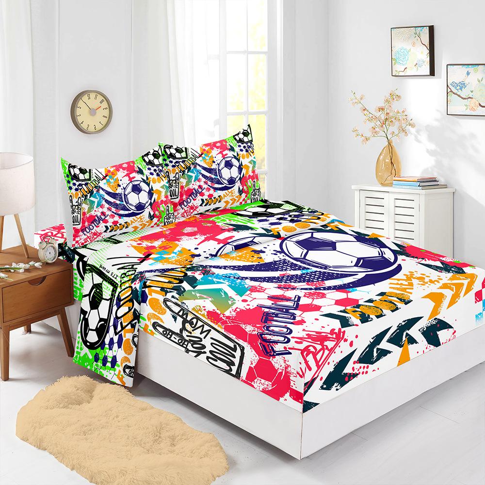 

Four-Piece Mattress Football Sports Digital Printing Mattress Protective Cover Bedding Batch (90cm * 190cm * 40cm) Pillowcase * 1