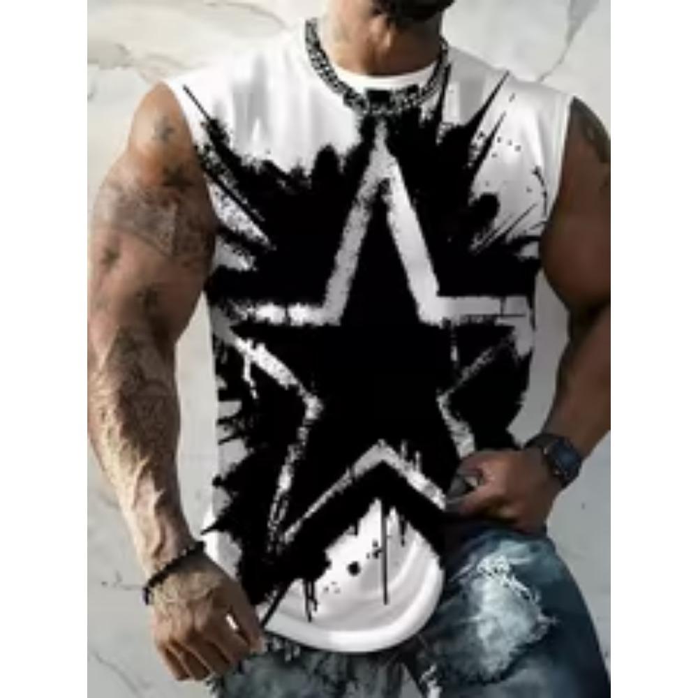 Black Sleeveless Overbearing Tiger Head Print Vest: Fashionable Individual Trendy Style, Plus Size