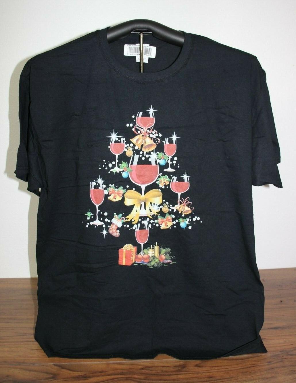 Wine Glass Christmas Tree- ChristmasTree of Wine Glasses T-Shirt XL, Black XXXXL