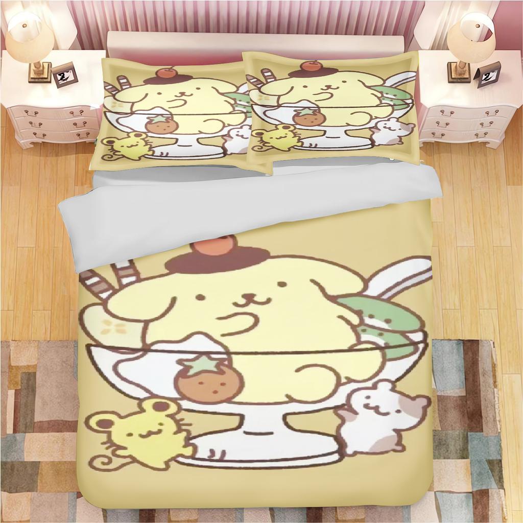 Poszewka na kołdrę z kreskówką Pompompurin Poliester Urocza Drukowana Miękka Pościel Szyta na Miarę Dom Obcy Pokój Dziecięcy Kołdra Prezent dla Dzieci