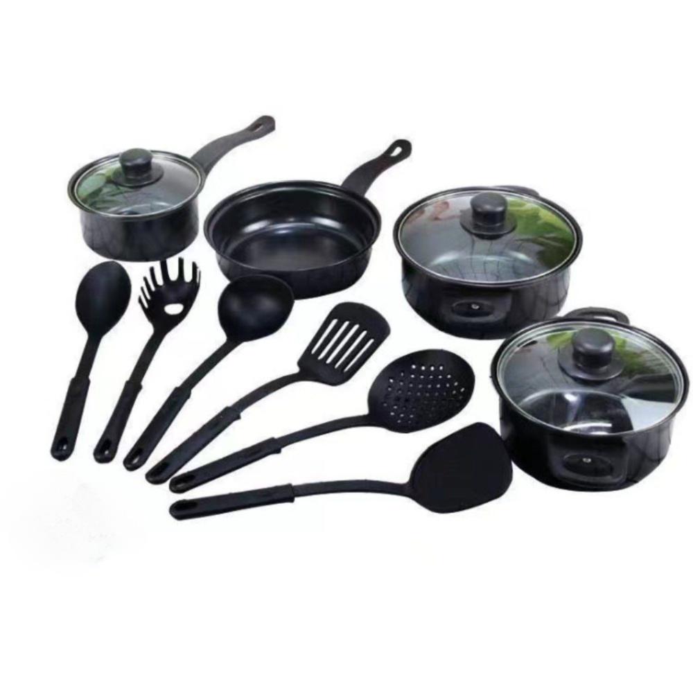 13pcs Non Stick Cookware Set with Lid Kitchen Cooking Set Durable Wok Stockpot Frying Pan  Household
