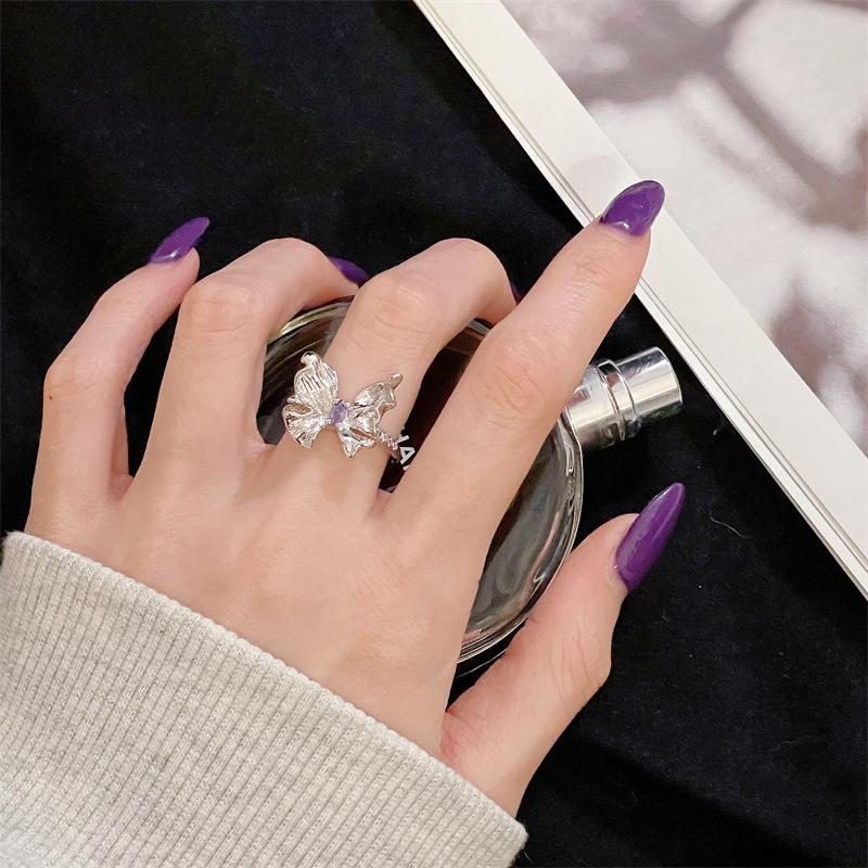 New Niche Zircon Butterfly Ring Opening Adjustable Oil Drip Jewelry Light Luxury Personalized Fashion High-End Accessories