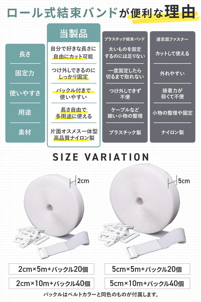 AP LAB Velcro Bands, Roll of Cable Ties, Customizable Cut, Ideal for Cable Management, 2cm X 5m, Includes 20 Buckles (Black)