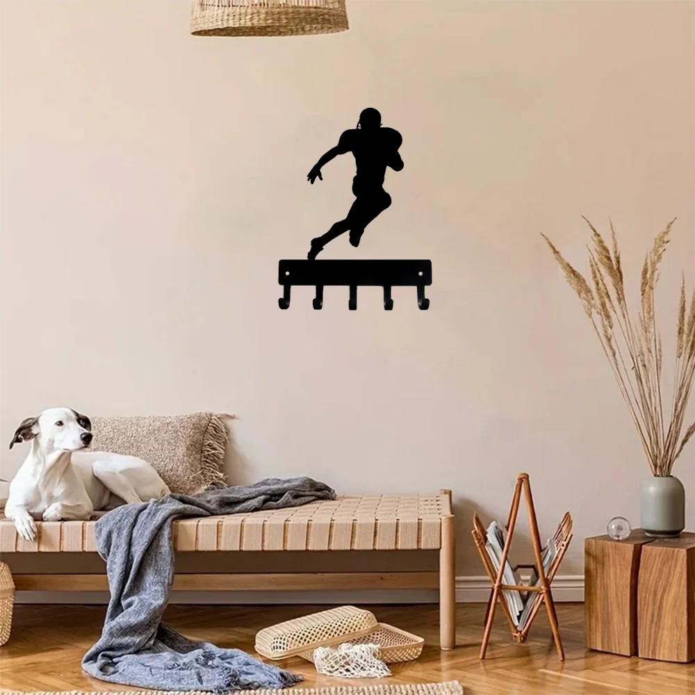 1pc Promotion Football Receiver Sport  Key Hooks Holder  Small 6 Inch Wide Hallway Key Holder Bathroom Towel Hooks Wall Sticker