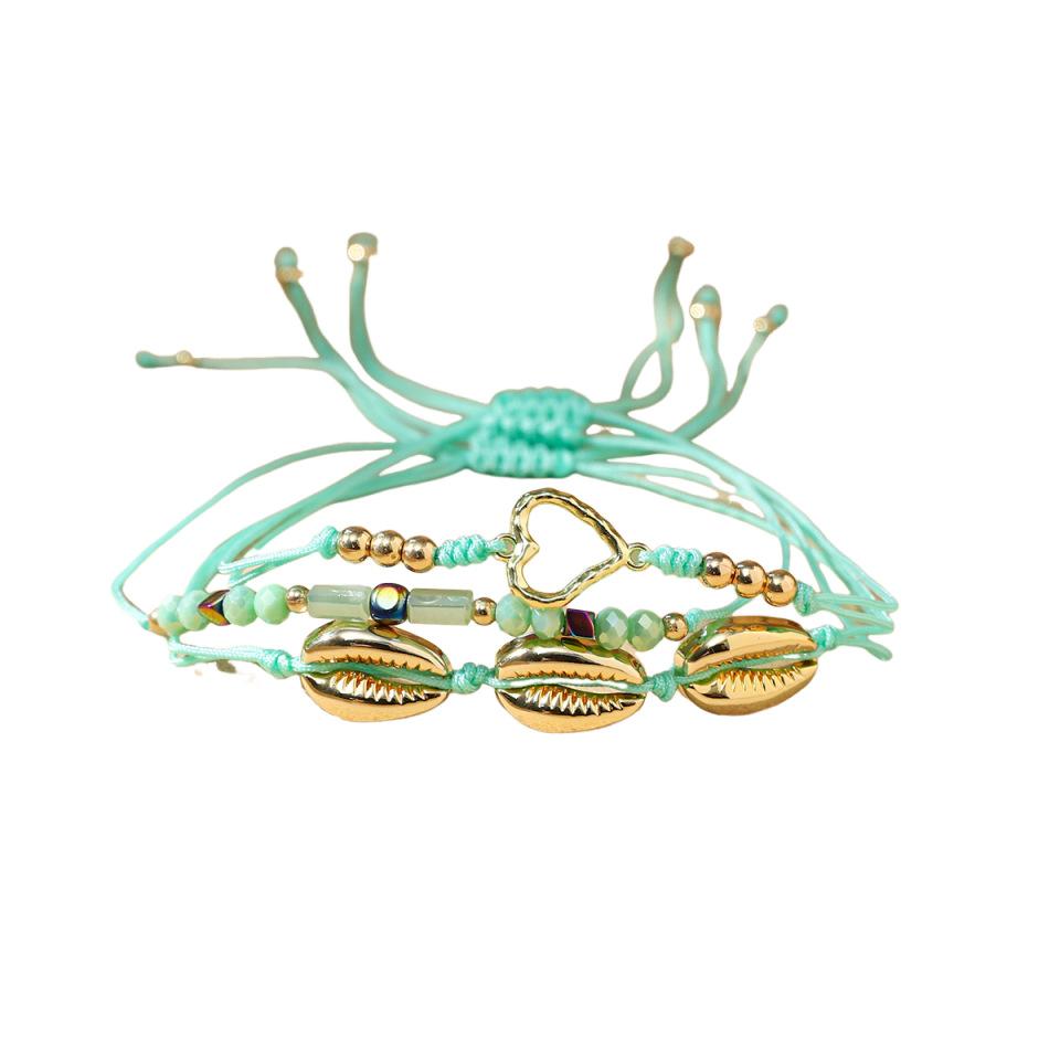 Vacation Style Beach Shell Braided Women's Multi-Strand Bohemian Heart Crystal Alloy Gift Bracelet