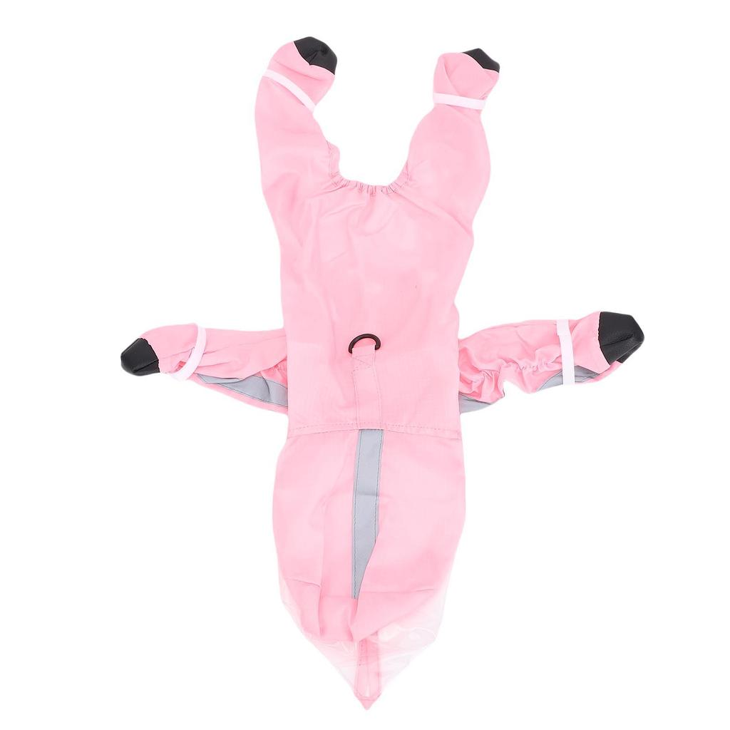 Dog Raincoat with Boots Leash Hole 4 Legged Lightweight Water Proof Dog Rain Jacket Pink M