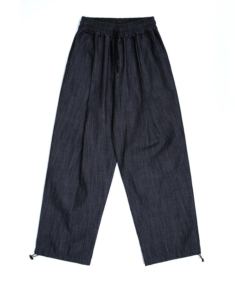 Seuteulaikeu Slub Denim Relaxed Trousers (Black)