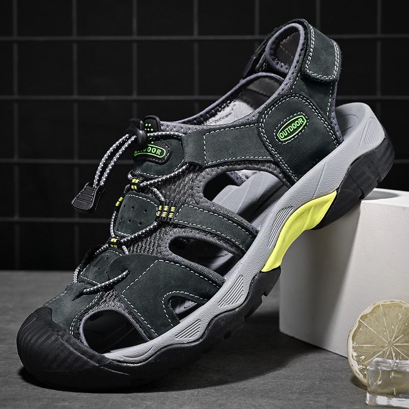Outdoor Men's Leather Breathable Sandals - Summer Beach & Upstream Plus Size Casual Sandals