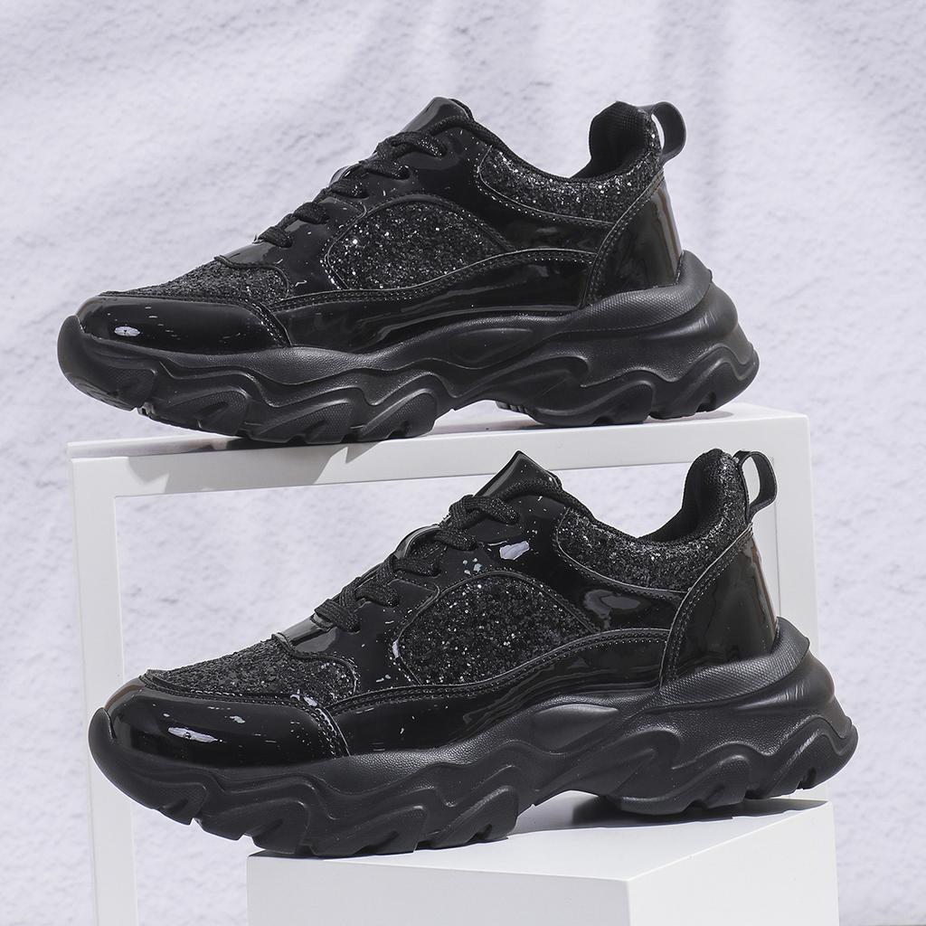 New comfortable sports casual high heel platform sequined dad shoes breathable