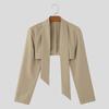 INCERUN Men Long Sleeve Solid Cut Short Tops Cropped Blazer Coats