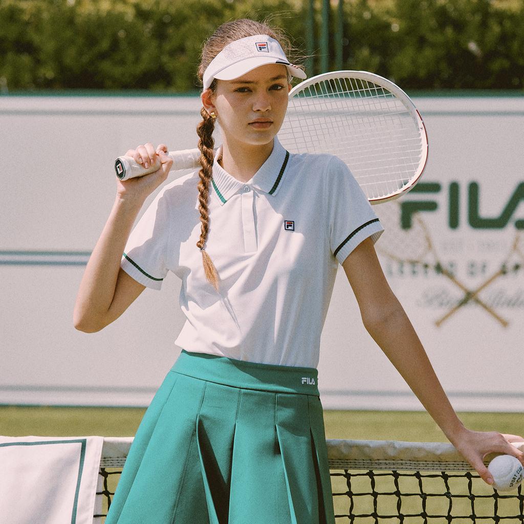 New FILA TENNIS Polo Shirt Women's Jade White A11W533128F-WT