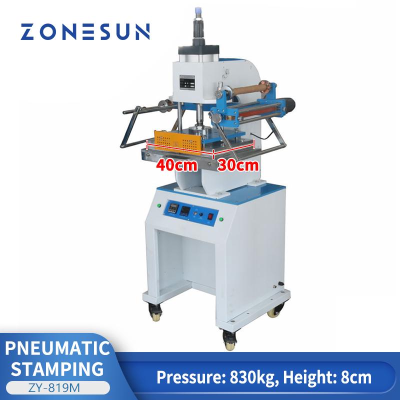 ZONESUN ZY-819M Pneumatic Stamping Machine leather LOGO Creasing machine LOGO stampler name card stamping machine