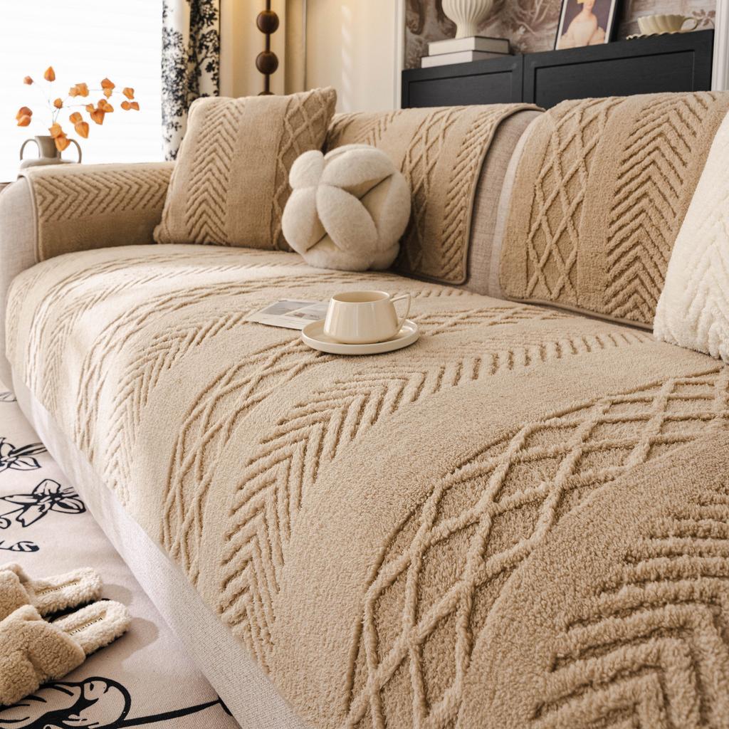 New Autumn And Winter Sofa Cover Cloth Towel Anti Slip Fixed Sofa Straight Row Cushion One-Piece Modern Minimalist Living Room