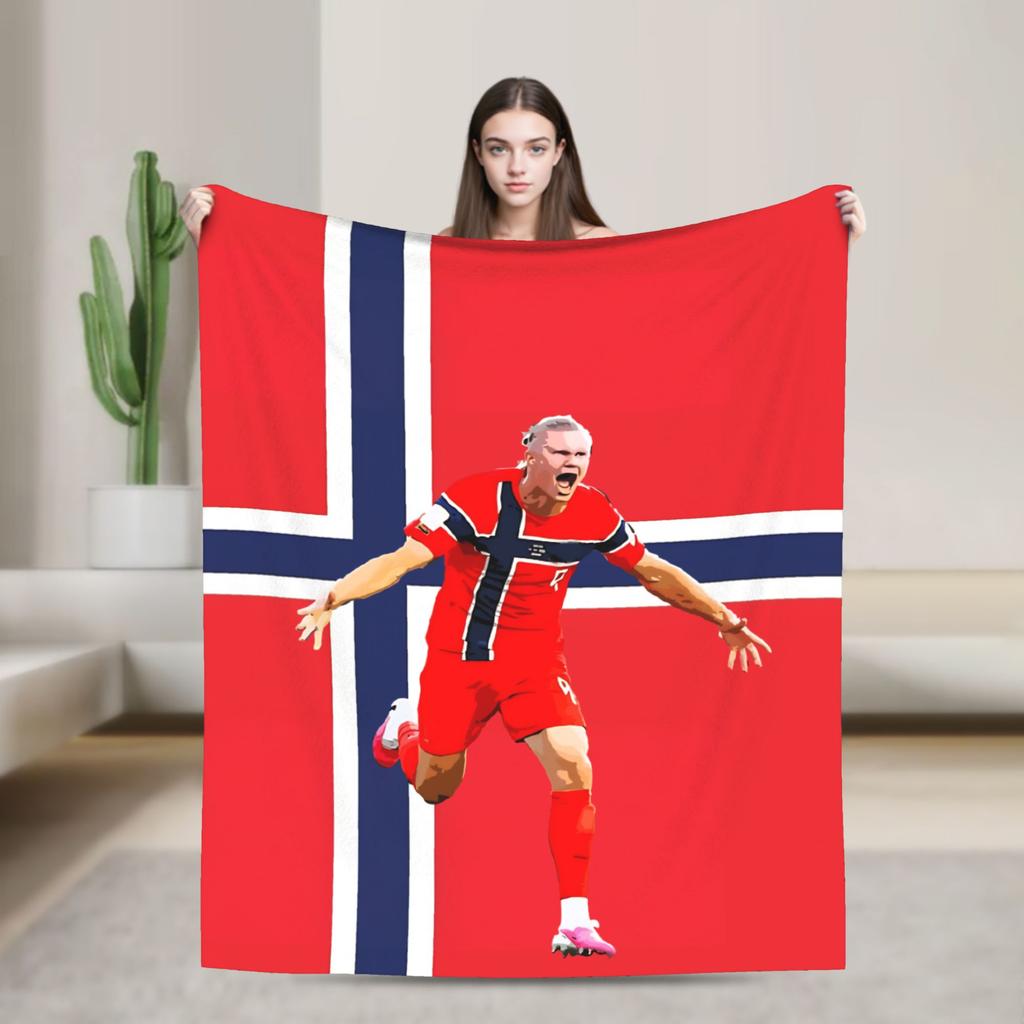 Smug Haalands Face Blanket Soccer Football Fleece Novelty Soft Throw Blankets for Bed Sofa SpringAutumn