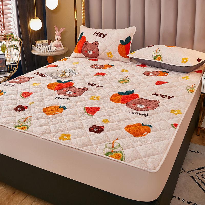 

3 шт./компл. бархатное покрывало из ягненка, толстый стеганый коралловый бархатный чехол для матраса 150*200cm