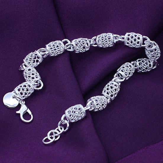 Bracelet Elegant Anti-rust Women Silver Plated Hollow Ball Bangle Chain for Travel