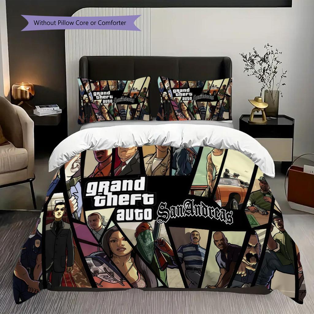 Grand Theft Auto San Andreas Dreiteiliges Set 1 Bettbezug 2 Kissenbezüge Ohne Füllung Bettwäscheset Bettbezug Und Kissenbezug
