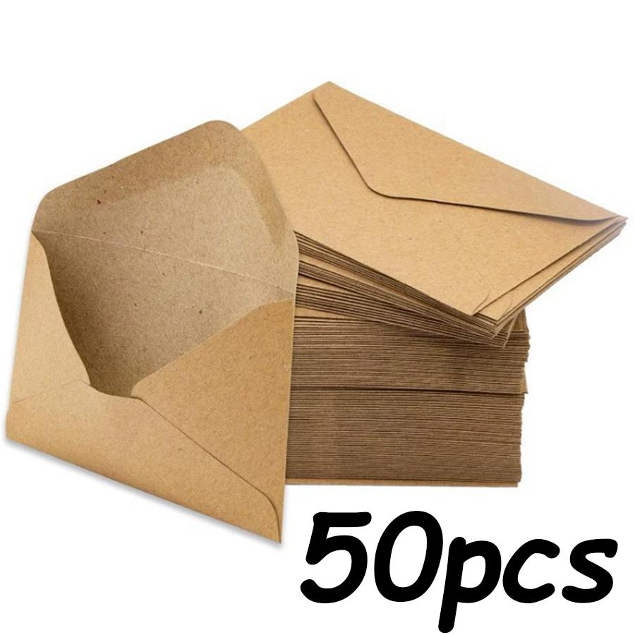 20/50pcs 10x7cm Kraft Paper Envelopes, Plain Brown Envelopes for Invitations, Letters, Greeting Cards & Mailing