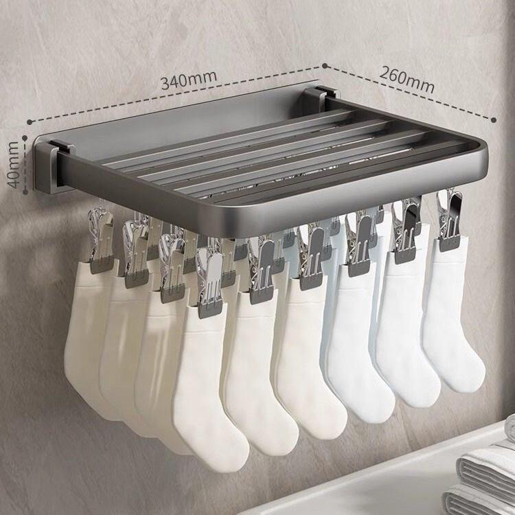 Folding Drying Rack Multi-clip Wall Hanging Multi-functional Drying Socks Artifact Household Balcony Windproof Underwear Underwear Socks Clip