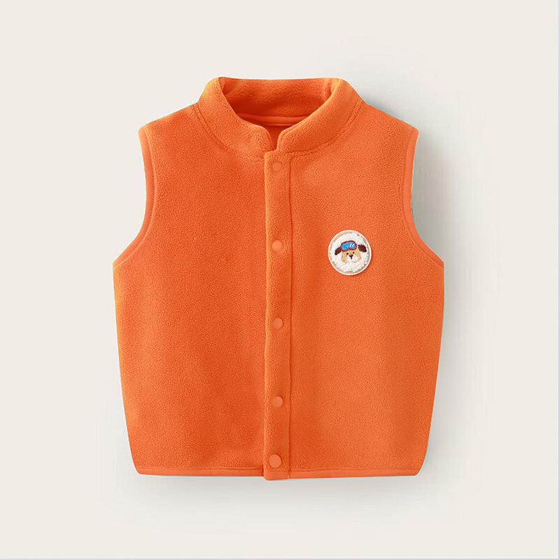 

Детский жилет с рисунком щенка, верхняя одежда для девочек и мальчиков, пальто, весенне-осенняя детская одежда, утолщенный бархатный кардиган для младенцев, жилеты, новые 90 оранжевый