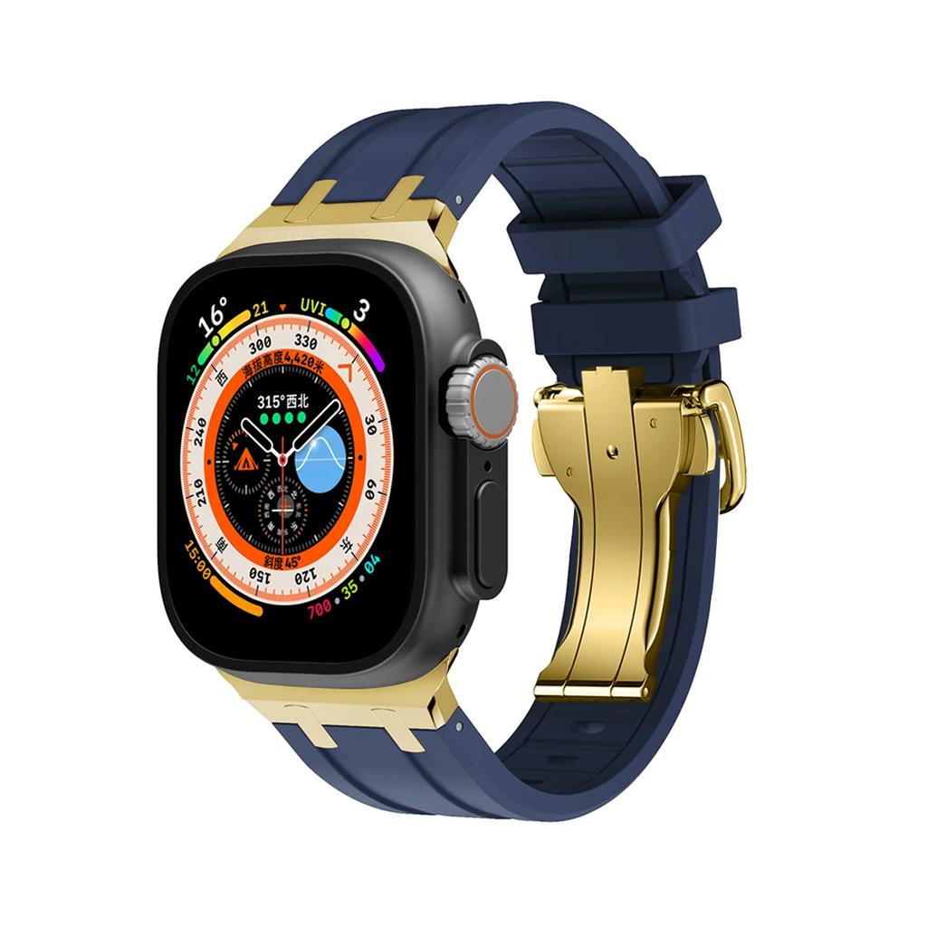 Soft Silicone Strap For Apple Watch Ultra 2 1 49mm Series 9 8 7 41 45mm Rubber Band For iWatch 6 5 4 se 42mm 44mm Mens Bracelet