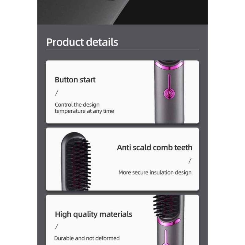 Hair Straightener and Curling Iron USB Rechargeable Styling Comb