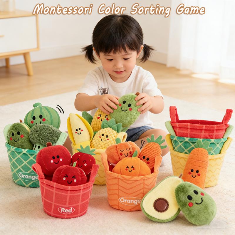 Montessori Fruit Colore Sorting Game Baby Simulation Carrot Plucking Plush Toy Vegetable Shape Matching Picking Play SensoryToy