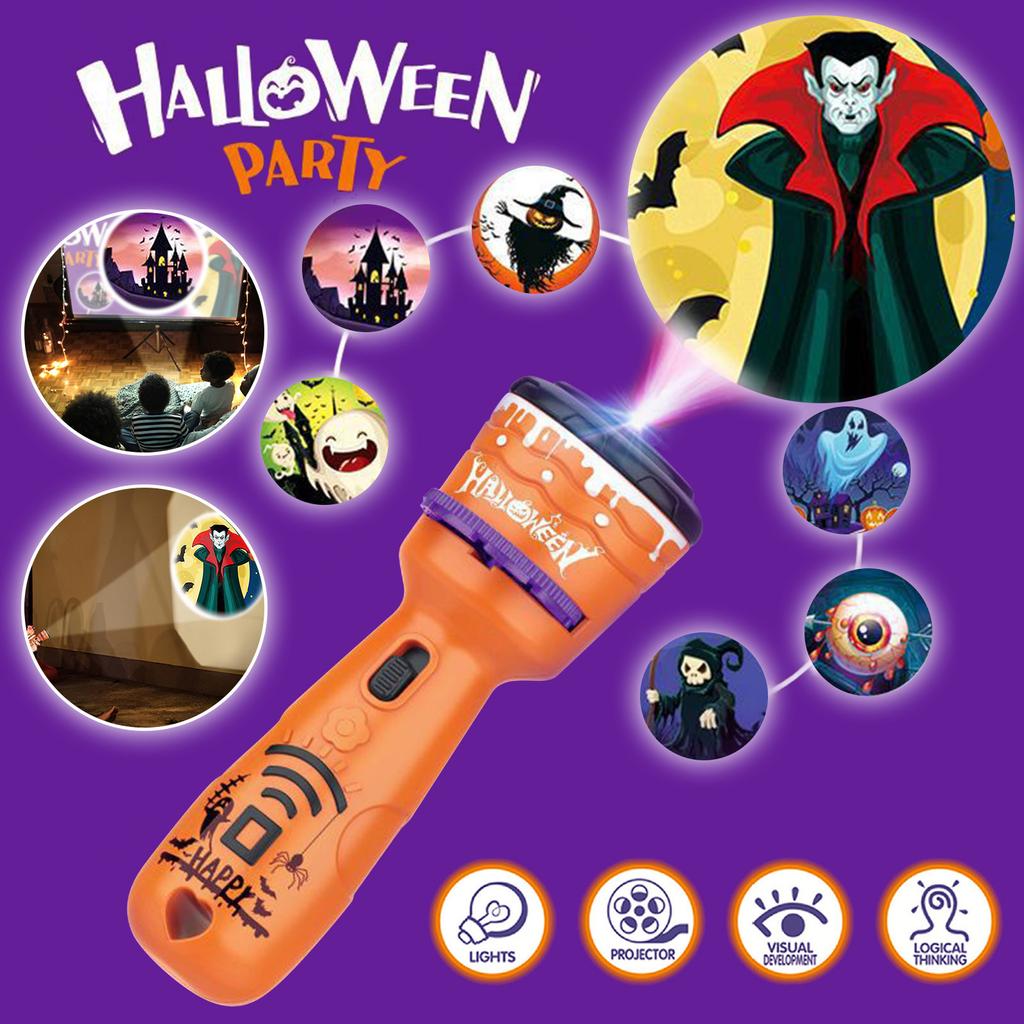 Flashlight Projector Lifelike 24 Kinds Of Design Horror Elements Such As Ghosts, Demons, Vampires, Bats, Halloween Toys Gifts