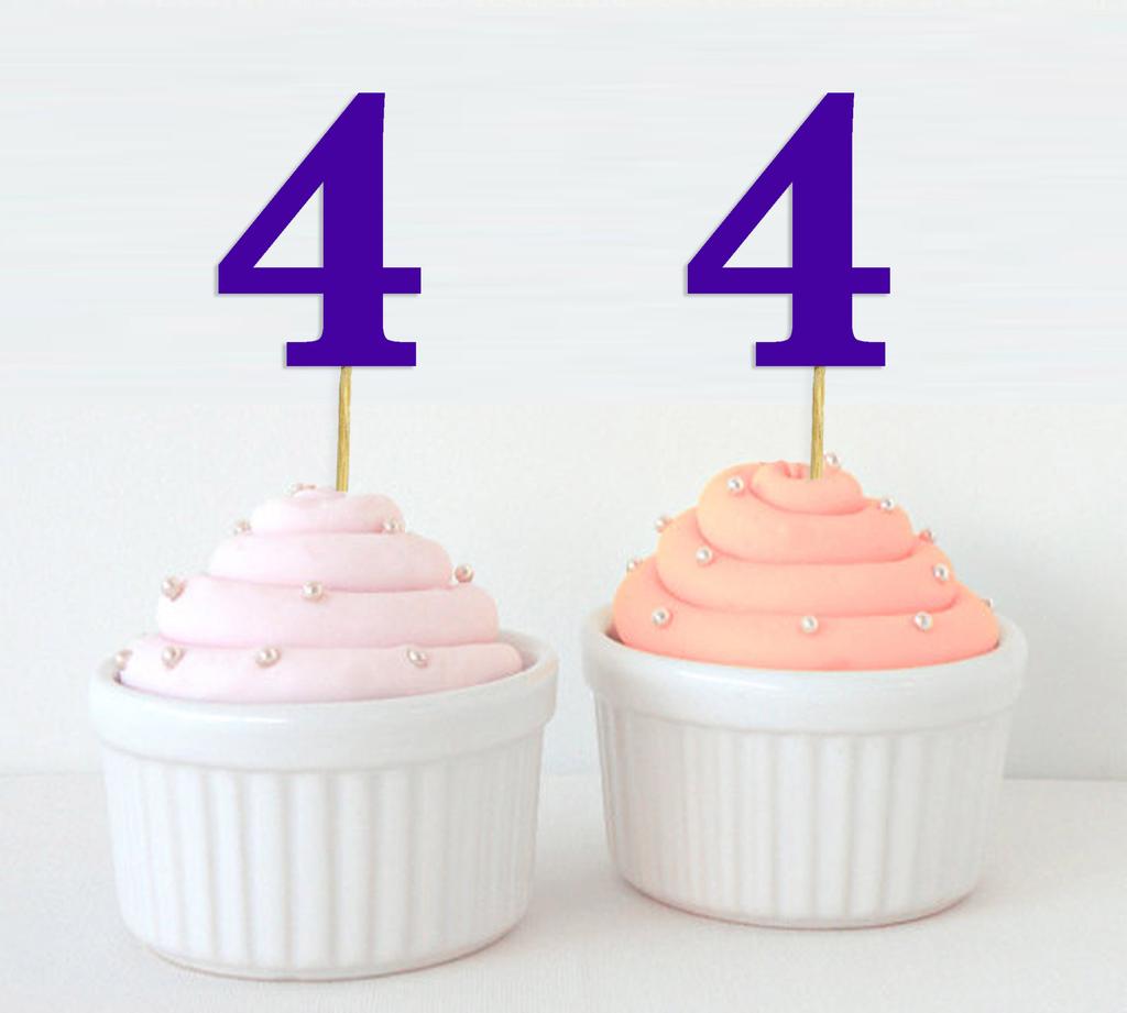 Darling Souvenir| Number 4 Birthday Year Cupcake Toppers| Birthday  Anniversary Party Dessert Decorations - Pack Of