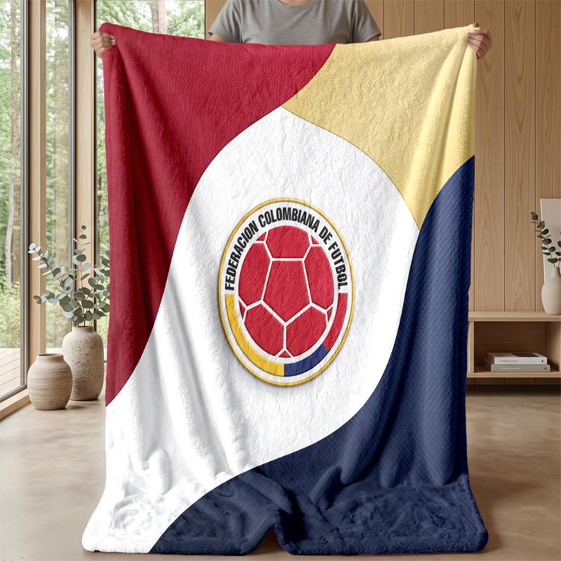 Colombia Football Printed Flannel Blanket Skin Friendly Warm Decorative Throw for Indoor Couch Bed Daily Use