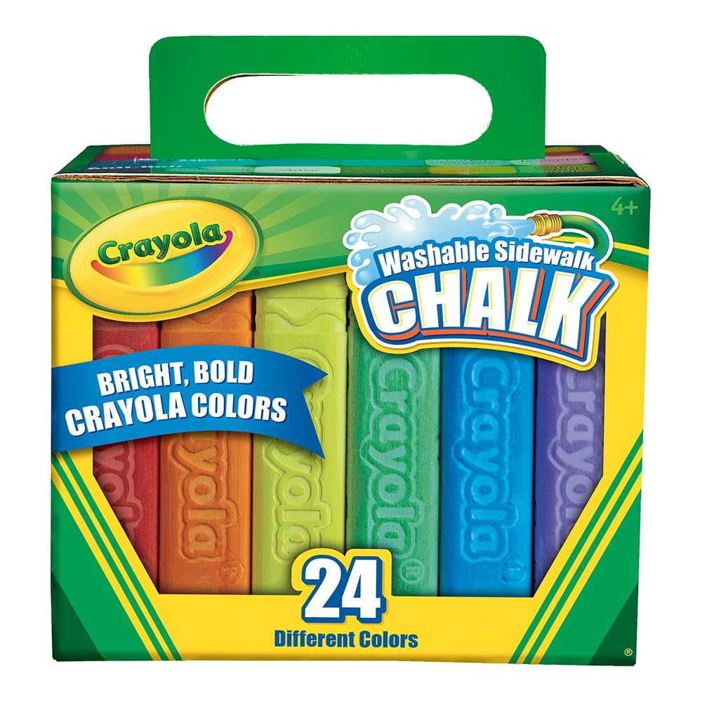Crayola Water-Removable Jumbo Chalk for Outdoor Use, 24 Colors, 512024, Authentic