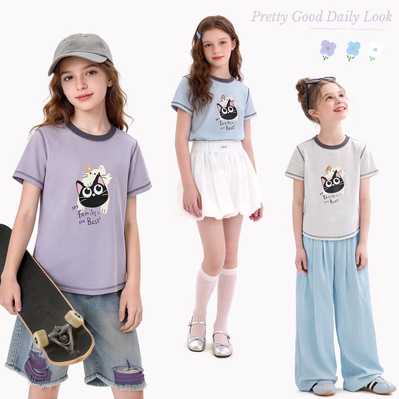 Duomiaowu Girls' Cartoon Short Sleeve T-Shirt