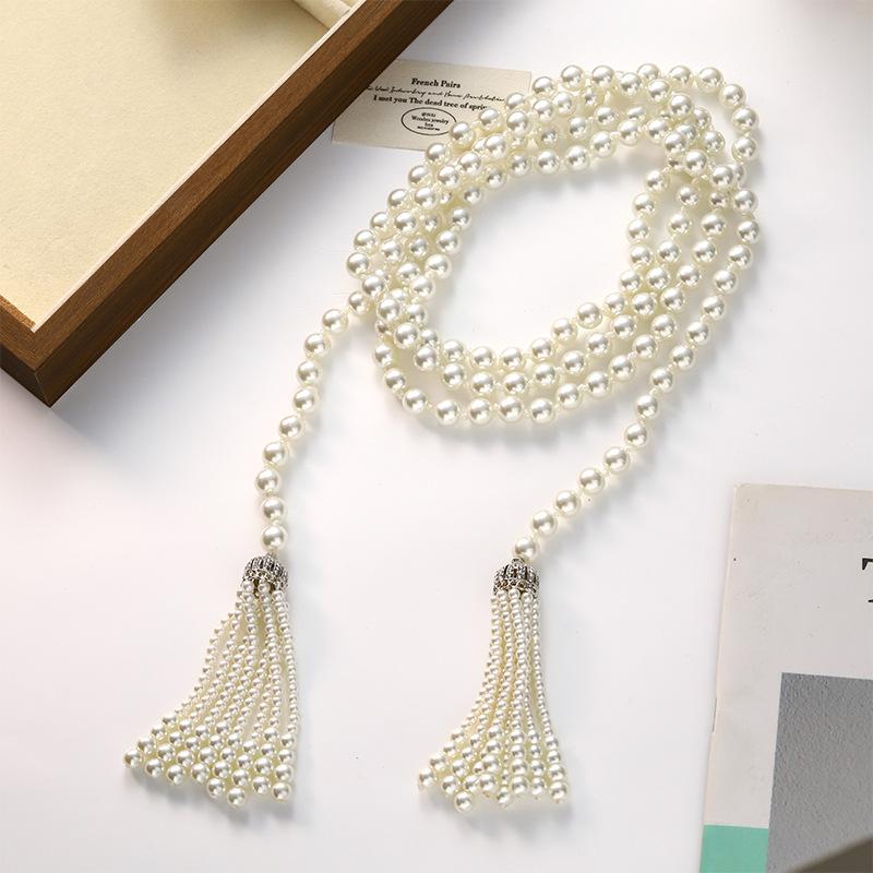 Long retro fringed necklace stacked design high-end sweater chain women's autumn and winter, clothing accessories