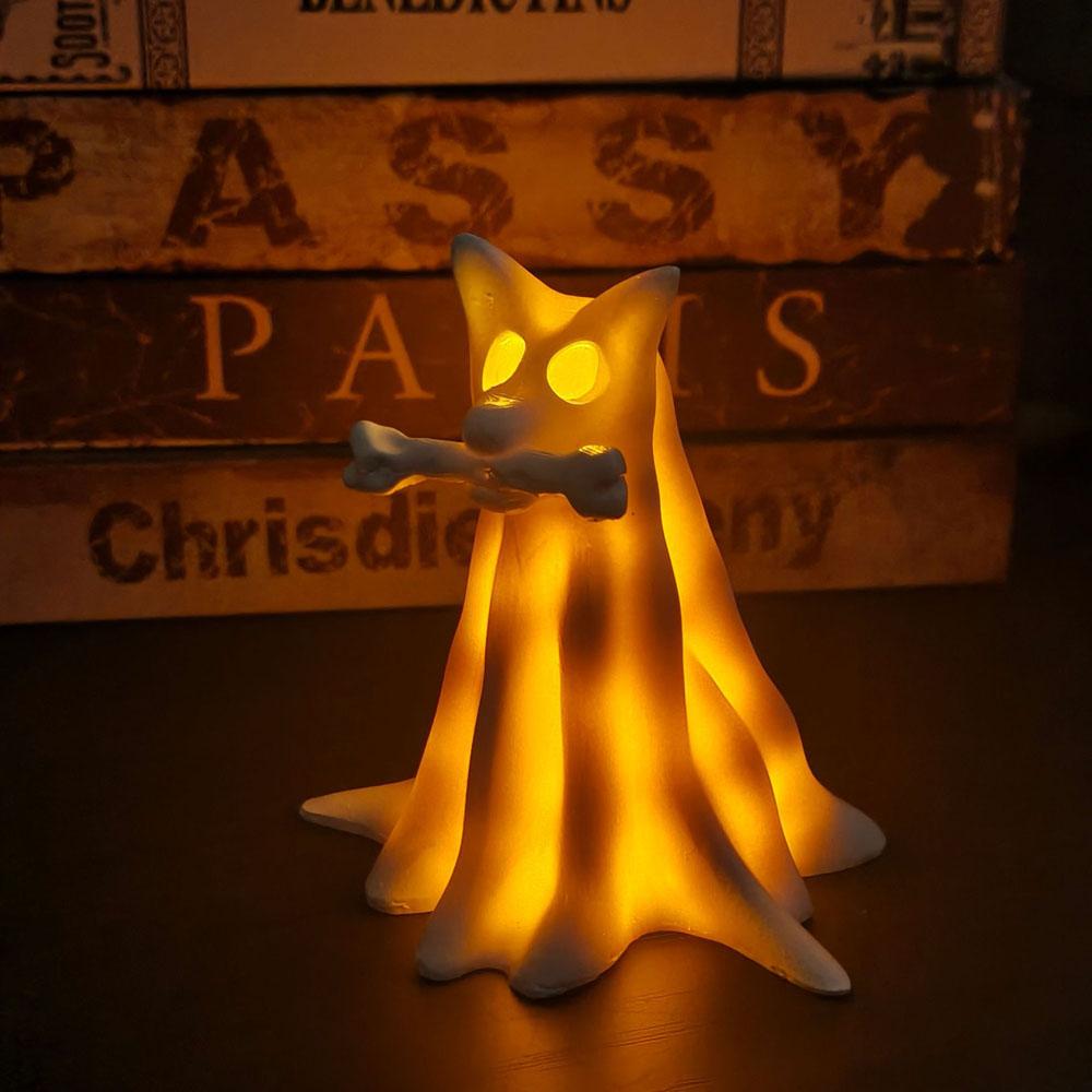 

Light-Up Halloween Decorations Draped Ghost Dog Figurines, Spooky Halloween Decorations Indoor, Ghost Decor for Home