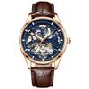 Skeleton Design Watches Rose Gold Case Male Automatic Mechanical Watch Stainless Steel Band Watch Relogio