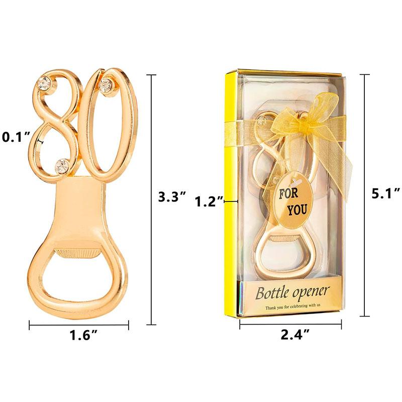 25Pcs Golden Bottle Openers, 40/60/70/80th Birthday Favors - Wedding Party Souvenirs Return Gifts for Guests