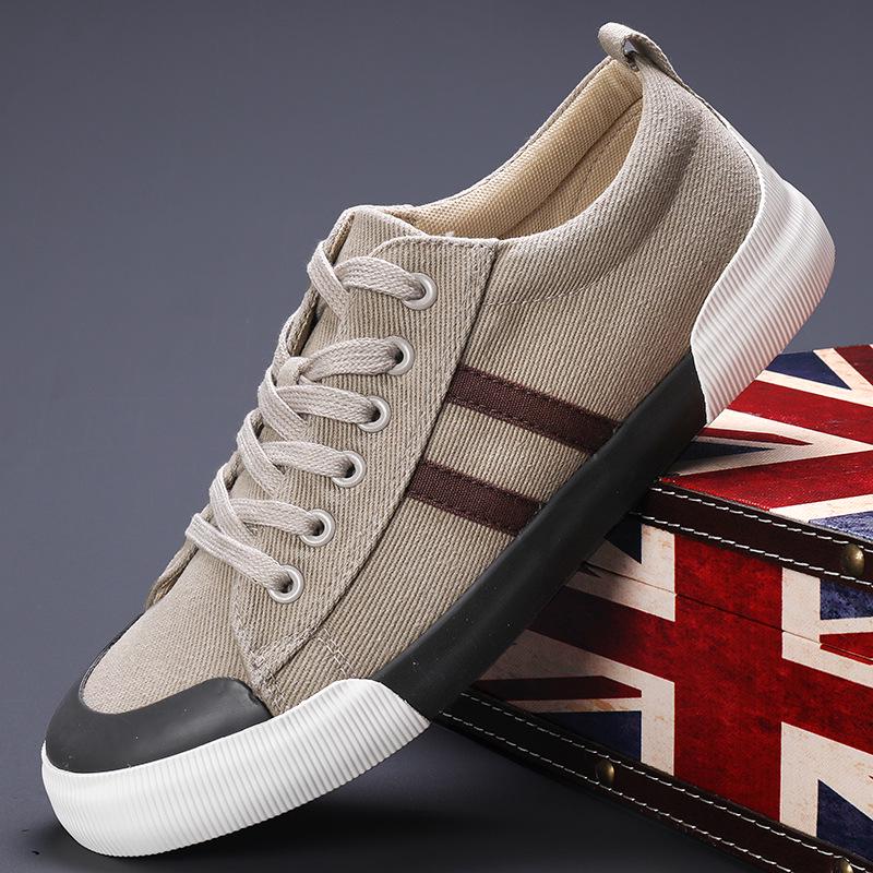 2026 Spring Men's Trendy Korean-Style Casual Canvas Shoes - Versatile & Comfortable Flat Bottom Sneakers