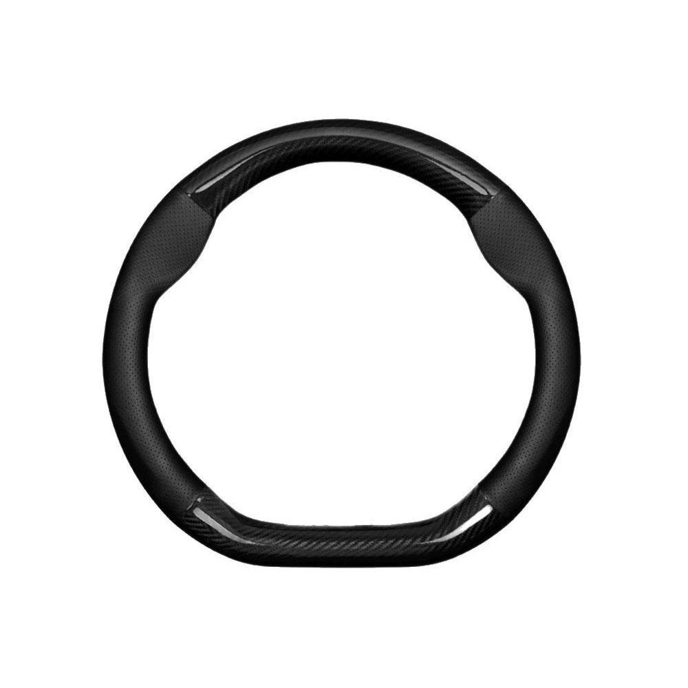 Genuine Leather Car Steering Wheel Cover Carbon Fiber Grip All-Season Anti-Slip Breathable Steering Wheel Cover for Vehicles
