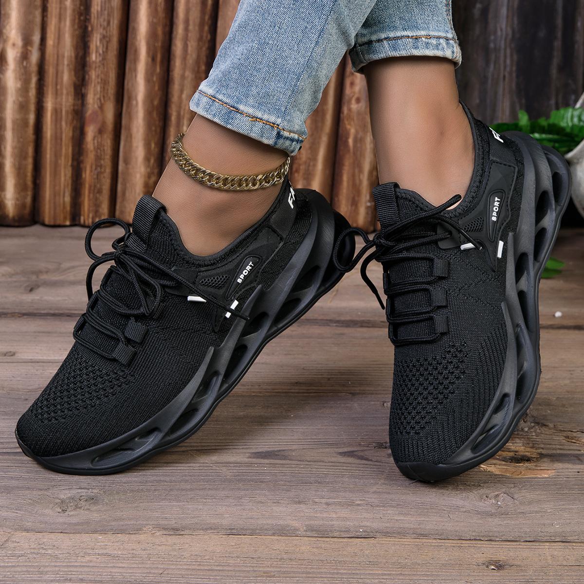 

YRZL Женские кроссовки Дышащие повседневные туфли для женщин Модные удобные кроссовки для ходьбы Нескользящие женские кроссовки Спортивная обувь 43 чёрный