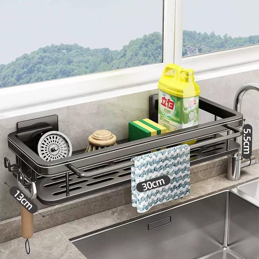 Wall Mount Aluminum Alloy Kitchen Cloth Rack With Ventilated Drip Tray For Home Use