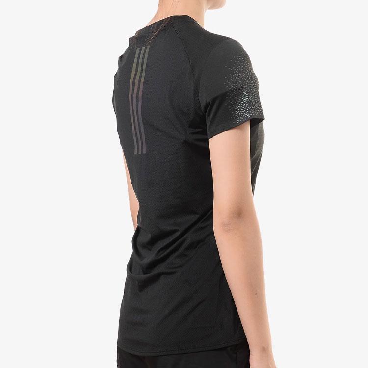 Adidas Logo Patchwork Striped Round Neck Breathable Short Sleeve T-Shirt Women Tops Black CG1096